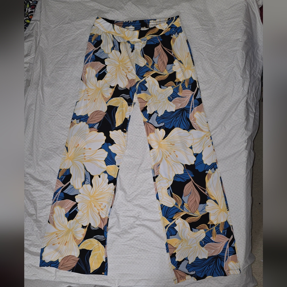 Yellow Floral business casual pants and shirt